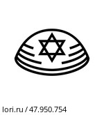 kippah yarmulke jewish line icon vector illustration. Стоковая иллюстрация, иллюстратор Vectorwin / Фотобанк Лори