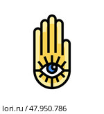 hamsa hand jewish color icon vector illustration. Стоковая иллюстрация, иллюстратор Vectorwin / Фотобанк Лори