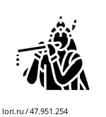 krishna god indian glyph icon vector illustration. Стоковая иллюстрация, иллюстратор Vectorwin / Фотобанк Лори
