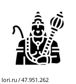 hanuman god indian glyph icon vector illustration. Стоковая иллюстрация, иллюстратор Vectorwin / Фотобанк Лори