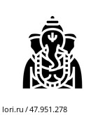 ganesha god indian glyph icon vector illustration. Стоковая иллюстрация, иллюстратор Vectorwin / Фотобанк Лори
