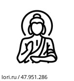 buddha god indian line icon vector illustration. Стоковая иллюстрация, иллюстратор Vectorwin / Фотобанк Лори