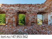 Фрагмент стены Церкви Спаса Нерукотворного Образа (1780 – 1790 г.) в деревне Анхимово, Вытегорский район, Россия. (2024 год). Стоковое фото, фотограф Головкова Елена / Фотобанк Лори