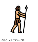 homo sapiens human evolution color icon vector illustration. Стоковая иллюстрация, иллюстратор Vectorwin / Фотобанк Лори