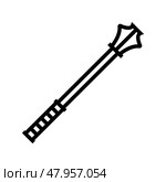 mace weapon military line icon vector illustration. Стоковая иллюстрация, иллюстратор Vectorwin / Фотобанк Лори