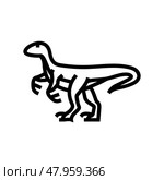 velociraptor dinosaur animal line icon vector illustration. Стоковая иллюстрация, иллюстратор Vectorwin / Фотобанк Лори