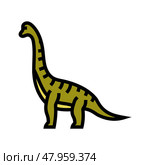 brachiosaurus dinosaur animal color icon vector illustration. Стоковая иллюстрация, иллюстратор Vectorwin / Фотобанк Лори