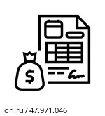 loan disbursement line icon vector illustration. Стоковая иллюстрация, иллюстратор Vectorwin / Фотобанк Лори