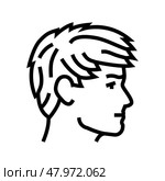 angular fringe hairstyle male line icon vector illustration. Стоковая иллюстрация, иллюстратор Vectorwin / Фотобанк Лори
