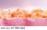 Detailed illustration of cellular layers showing skin composition in a scientific setting. Стоковое AI-изображение, AI-художник Сергей Толмачёв / Фотобанк Лори