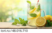 ice refreshment juice drink minty ai generated. Стоковое AI-изображение, AI-художник Vectorwin / Фотобанк Лори