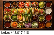 tray top mexican food taco ai generated. Стоковое AI-изображение, AI-художник Vectorwin / Фотобанк Лори