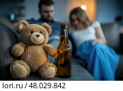 Игрушка, алкоголь и равнодушие родителей. Стоковое AI-изображение, AI-художник Александр Жуков / Фотобанк Лори