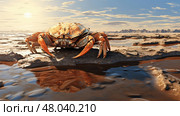 coastal salt marsh landscape ai generated. Стоковое AI-изображение, AI-художник Vectorwin / Фотобанк Лори