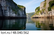 geology limestone cliffs landscape ai generated. Стоковое AI-изображение, AI-художник Vectorwin / Фотобанк Лори