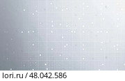 Minimalist digital grid with glowing particles, gray tones, technology and business background with copy space. Стоковое AI-изображение, AI-художник Севрюгина Наталья / Фотобанк Лори