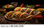 beef meat taco food ai generated. Стоковое AI-изображение, AI-художник Vectorwin / Фотобанк Лори