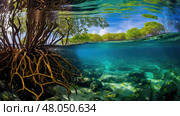 conservation mangrove forest landscape ai generated. Стоковое AI-изображение, AI-художник Vectorwin / Фотобанк Лори