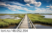 estuary salt marsh landscape ai generated. Стоковое AI-изображение, AI-художник Vectorwin / Фотобанк Лори