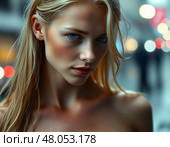 Красивая славянская девушка. Стоковое AI-изображение, AI-художник Ольга Денис / Фотобанк Лори