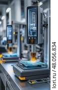 Automated robotic arm processing circuit board in factory. Стоковое AI-видео, аниматор Юрий Поздников / Фотобанк Лори