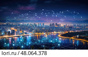 wired network technology background ai generated. Стоковое AI-изображение, AI-художник Vectorwin / Фотобанк Лори