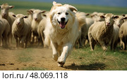 shepherd herding dog ai generated. Стоковое AI-изображение, AI-художник Vectorwin / Фотобанк Лори