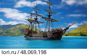 ship caribbean pirate ai generated. Стоковое AI-изображение, AI-художник Vectorwin / Фотобанк Лори
