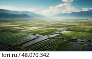 river alluvial plains landscape ai generated. Стоковое AI-изображение, AI-художник Vectorwin / Фотобанк Лори