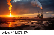 lscape oil and gas fracking ai generated. Стоковое AI-изображение, AI-художник Vectorwin / Фотобанк Лори