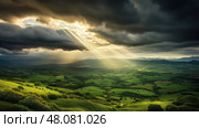 dark clouds sky light burst In ai generated. Стоковое AI-изображение, AI-художник Vectorwin / Фотобанк Лори