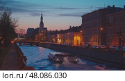 4k, Embankment of the Kryukov Canal with a view of St. Nicholas Cathedral, Saint-Petersburg, Russia (2021 год). Стоковое видео, видеограф Сергей Богомяко / Фотобанк Лори