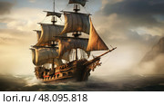 sea pirate ship ai generated. Стоковое AI-изображение, AI-художник Vectorwin / Фотобанк Лори
