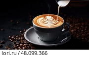 milk coffee latte texture ai generated. Стоковое AI-изображение, AI-художник Vectorwin / Фотобанк Лори