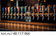 design craft beer taps. Стоковое AI-изображение, AI-художник Vectorwin / Фотобанк Лори
