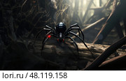 stealthy black widow spider. Стоковое AI-изображение, AI-художник Vectorwin / Фотобанк Лори