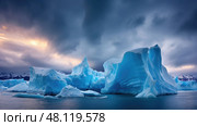 calving blue ice. Стоковое AI-изображение, AI-художник Vectorwin / Фотобанк Лори