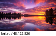 lake from dark to light ai generated. Стоковое AI-изображение, AI-художник Vectorwin / Фотобанк Лори