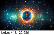 protons atom structure ai generated. Стоковое AI-изображение, AI-художник Vectorwin / Фотобанк Лори