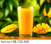 Сок манго. Стоковое AI-изображение, AI-художник Ирина Габова / Фотобанк Лори