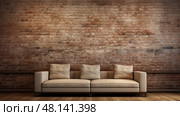 urban light brown brick wall ai generated. Стоковое AI-изображение, AI-художник Vectorwin / Фотобанк Лори