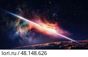 colors shooting star in space ai generated. Стоковое AI-изображение, AI-художник Vectorwin / Фотобанк Лори