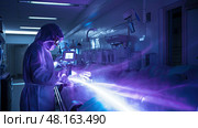 viruses uv light in hospital ai generated. Стоковое AI-изображение, AI-художник Vectorwin / Фотобанк Лори