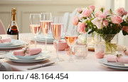 gathering pink prosecco ai generated. Стоковое AI-изображение, AI-художник Vectorwin / Фотобанк Лори