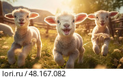 wool animal sheep farm ai generated. Стоковое AI-изображение, AI-художник Vectorwin / Фотобанк Лори