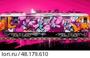 car graffiti pink ai generated. Стоковое AI-изображение, AI-художник Vectorwin / Фотобанк Лори