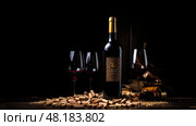 authenticity wine bottle dark background ai generated. Стоковое AI-изображение, AI-художник Vectorwin / Фотобанк Лори
