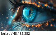 A Mystical Portrait Enhanced with Ethereal Light Accentuated by Sparkling Visual Effects for a Dreamlike Quality. Стоковое AI-изображение, AI-художник Anastasy Yarmolovich / Фотобанк Лори