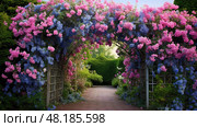glories pink and blue flowers ai generated. Стоковое AI-изображение, AI-художник Vectorwin / Фотобанк Лори