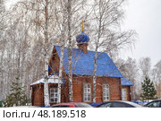 Церковь Казанской иконы Божией Матери зимой. Село Исетское. Тюменская область (2018 год). Стоковое фото, фотограф Александр Тараканов / Фотобанк Лори